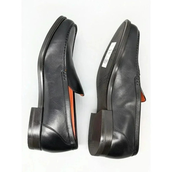 NIB Santoni Faith Men's Black Leather Loafers Almond Toe Size 8 (MSRP $750) - Picture 5 of 9